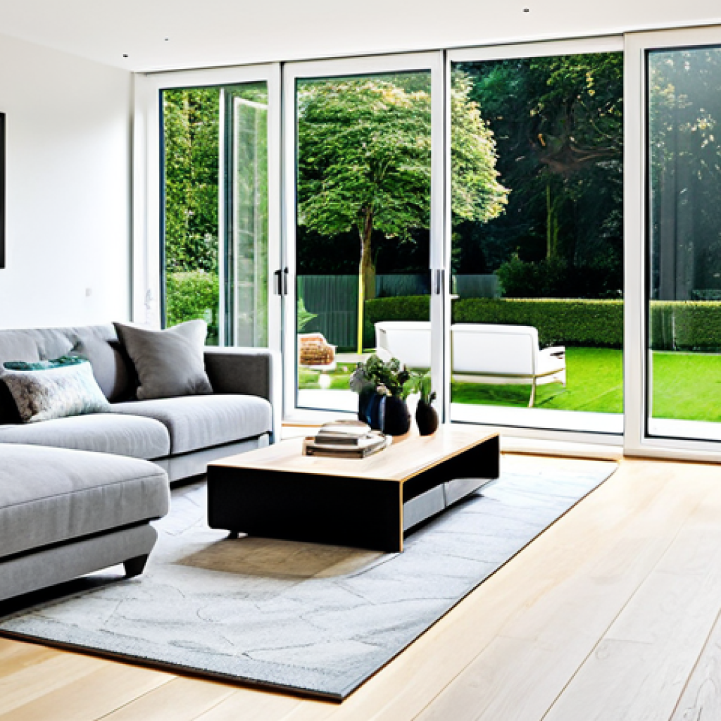 자연광을 활용한 리모델링 아이디어 - **

"A bright, airy living room with white walls and light wood flooring, fully clothed family enjoy...