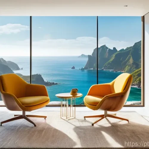 Home 11 자연광을 고려한 아트워크 배치 방법 - A serene and inviting living room bathed in soft, indirect morning sunlight. On a light-colored wall...