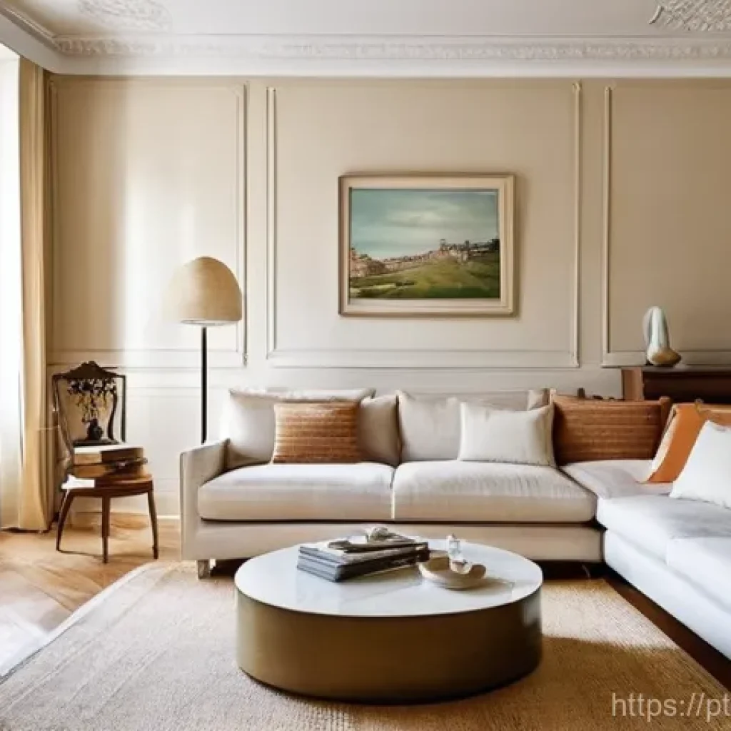 자연광을 활용한 작은 공간 인테리어 팁 - **Prompt:** A bright and serene living room in a small Lisbon apartment, meticulously designed to ma...