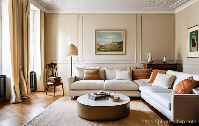 자연광을 활용한 작은 공간 인테리어 팁 - **Prompt:** A bright and serene living room in a small Lisbon apartment, meticulously designed to ma...